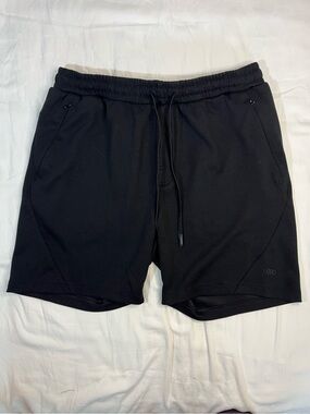 Legend Men's Black Athletic Drawstring Sweatshirt Material Shorts Large
